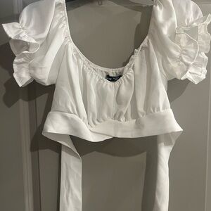 White Puff Sleeve Top